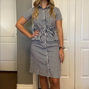 Buttoned Navy and white dress